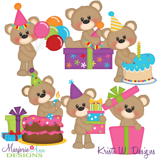 Brighton Bear-Birthday Bash Exclusive SVG Cutting Files +Clipart - Click Image to Close
